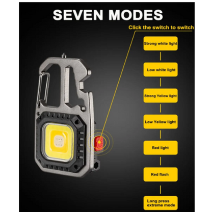 LED Portable Keychain Flashlight Outdoor Camping COB Work Light Emergency Lighting With Window Hammer Bottle Opener Lamp