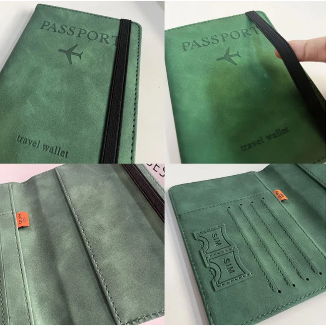 Women Men RFID Vintage Business Passport Covers Holder Multi-Function ID Bank Card PU Leather Wallet Case Travel Accessories
