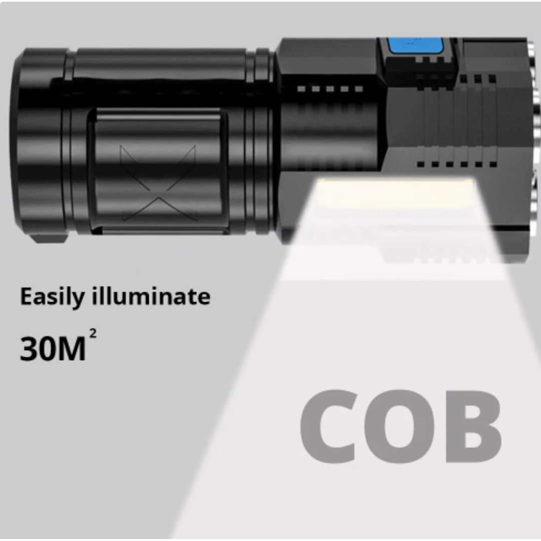 High Power LED Flashlights Camping Torch With 4 Lamp Beads And COB Side Light Rechargeable Portable Hand Lantern 4 Lighting Mode