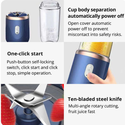 Portable Small Electric Juicer Stainless Steel Blade Cup Juicer Fruit Automatic Smoothie Blender Kitchen Tool