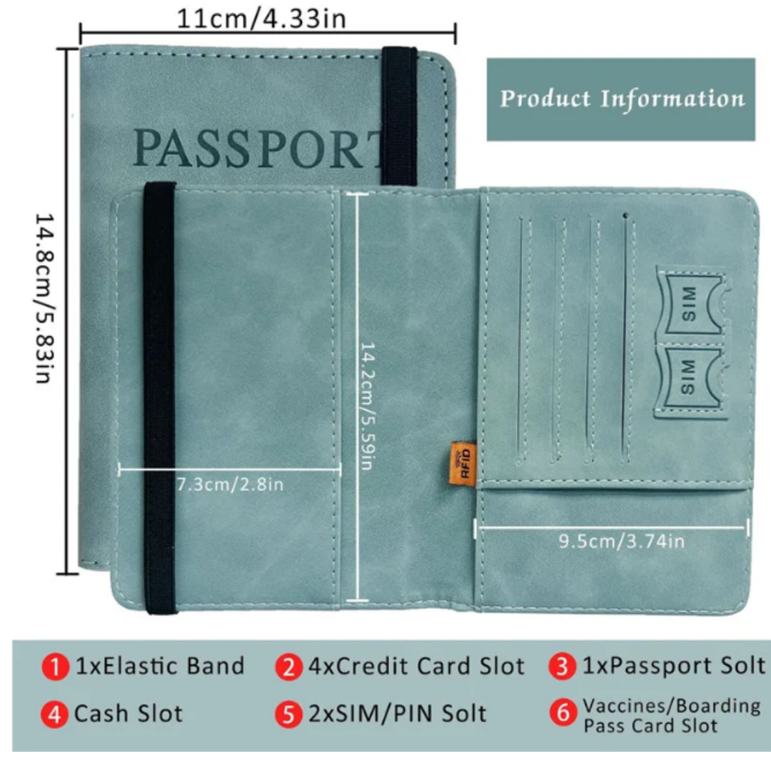 Women Men RFID Vintage Business Passport Covers Holder Multi-Function ID Bank Card PU Leather Wallet Case Travel Accessories