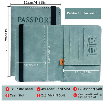 Women Men RFID Vintage Business Passport Covers Holder Multi-Function ID Bank Card PU Leather Wallet Case Travel Accessories