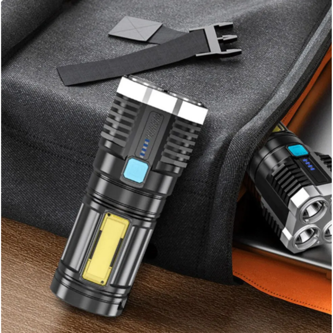 High Power LED Flashlights Camping Torch With 4 Lamp Beads And COB Side Light Rechargeable Portable Hand Lantern 4 Lighting Mode