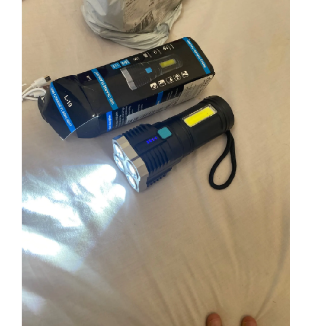 High Power LED Flashlights Camping Torch With 4 Lamp Beads And COB Side Light Rechargeable Portable Hand Lantern 4 Lighting Mode
