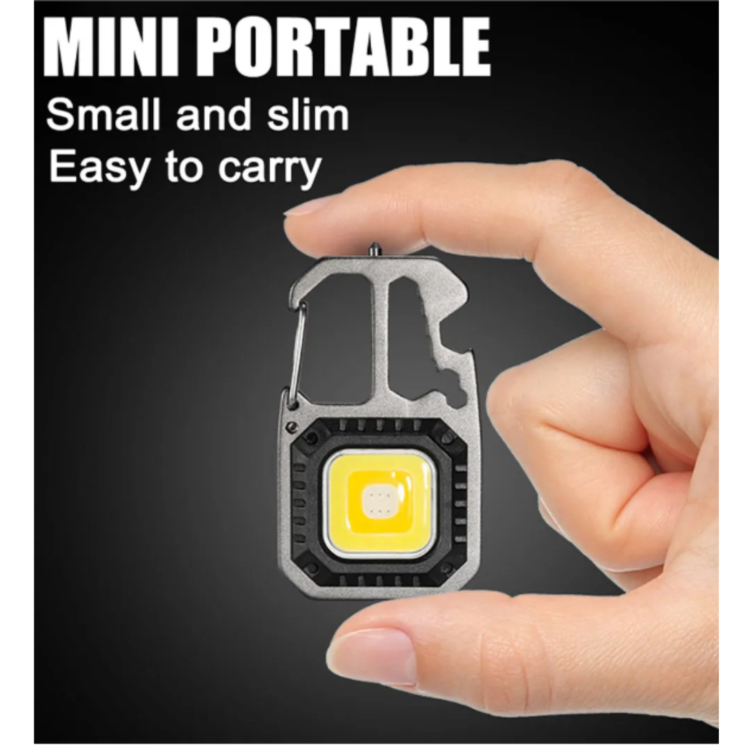 LED Portable Keychain Flashlight Outdoor Camping COB Work Light Emergency Lighting With Window Hammer Bottle Opener Lamp