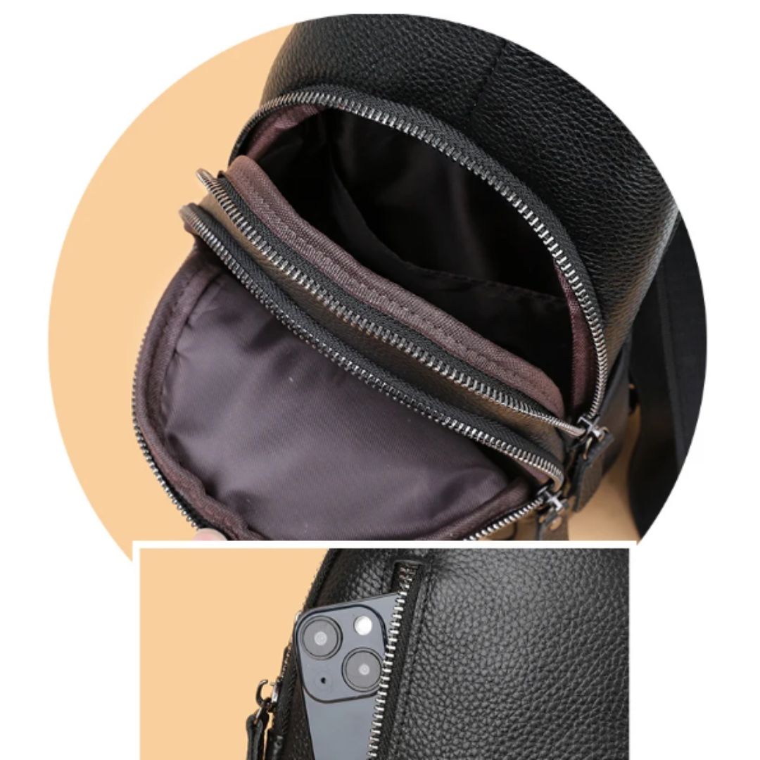 Men's chest travel bag in genuine leather