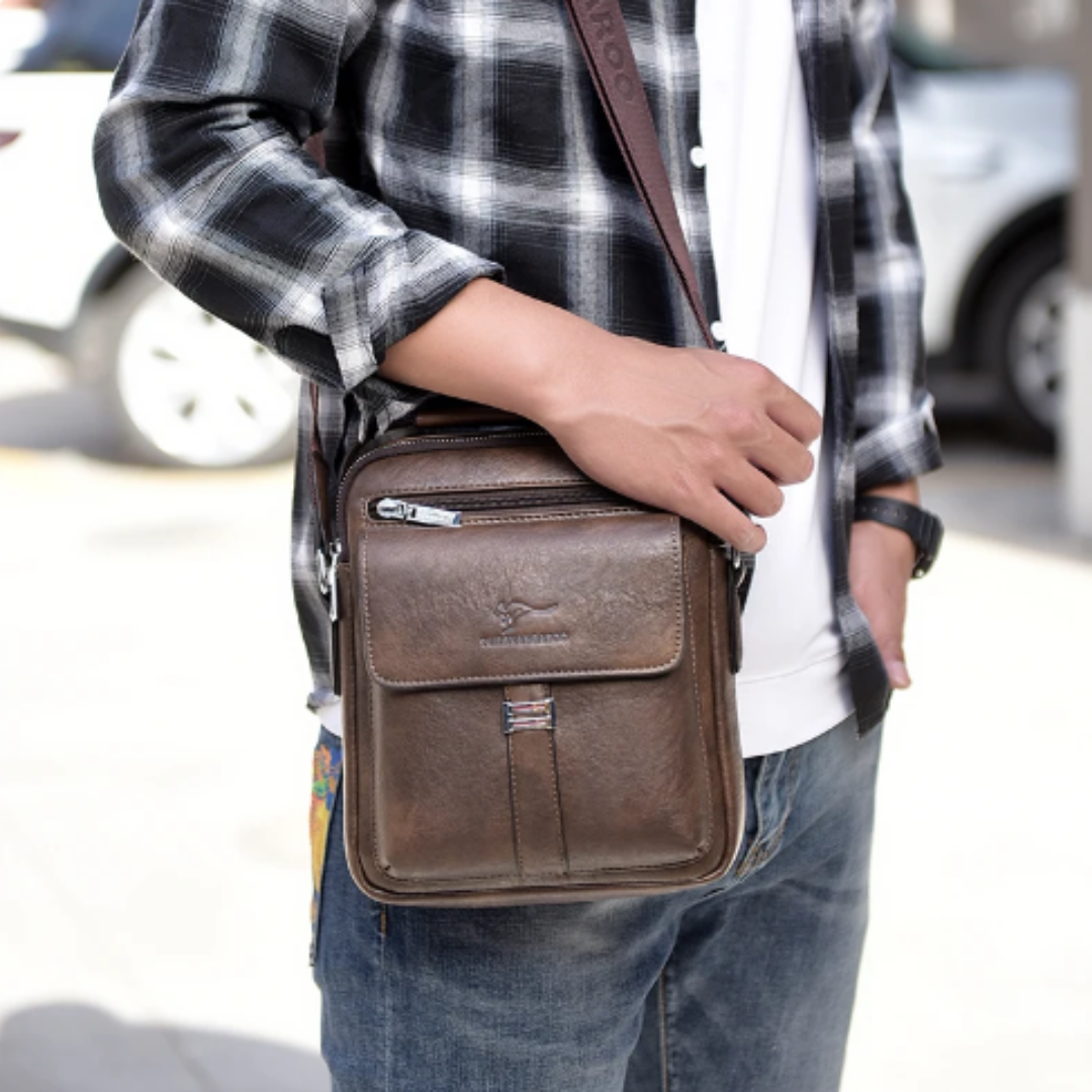 Men's vegan vintage style cross body messenger bag