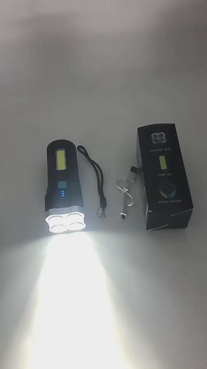 High Power LED Flashlights Camping Torch With 4 Lamp Beads And COB Side Light Rechargeable Portable Hand Lantern 4 Lighting Mode