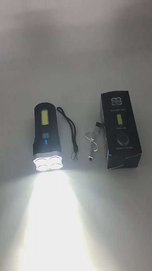 High Power LED Flashlights Camping Torch With 4 Lamp Beads And COB Side Light Rechargeable Portable Hand Lantern 4 Lighting Mode